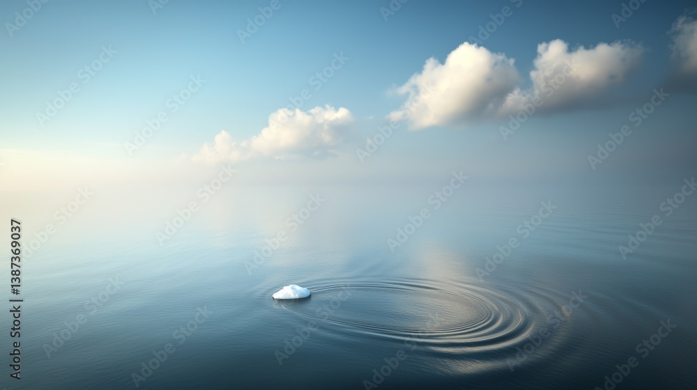 Obraz premium Serene Ocean Scene with Ripples and Iceberg on Calm Waters at Dusk