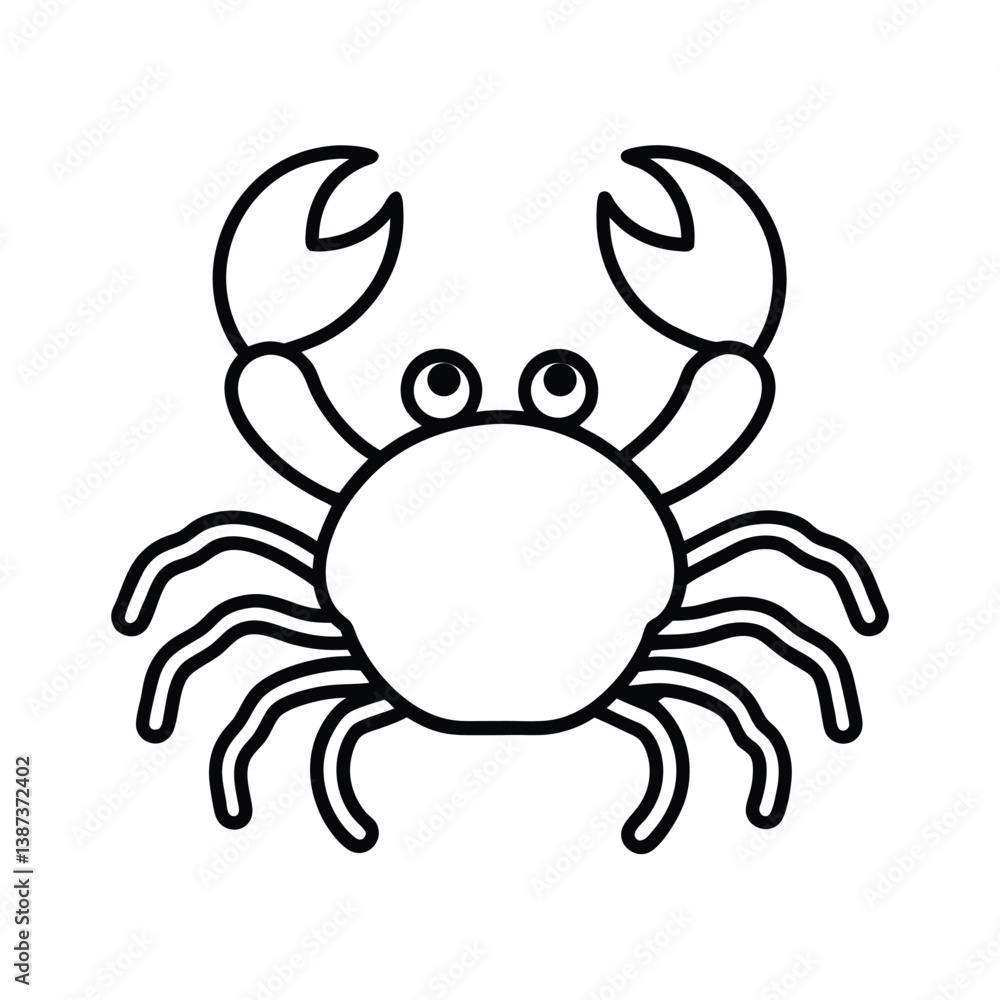 Crab Vector Outline Simple Aquatic Animal Illustration Design Black And White Crab Vector Outline Simple Aquatic Animal Illustration Design Black And White