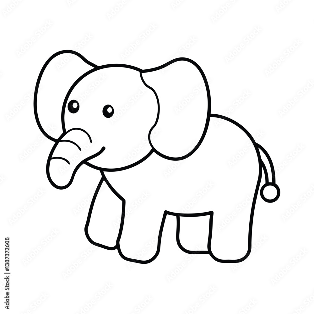 Naklejka premium Cute Elephant Outline Illustration For Childrens Books And Coloring Pages Projects