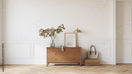 Wallpaper Mural Plan sur l'entrée d'un appartement ou maison. Élégant, simple, moderne. Décorations, lumières douces. Pour conception et création graphique. Torontodigital.ca