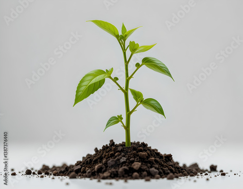 Young Seedling Growing from Soil - Oxytree Seedling Sprouting from Earth - New Plant Growth from Dirt Mound