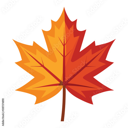 Vibrant Red Maple Leaf Illustration Depicting Autumn Season and Nature Symbolism
