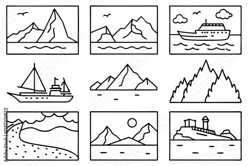 fjord line art elegant nature inspired design for home decor  