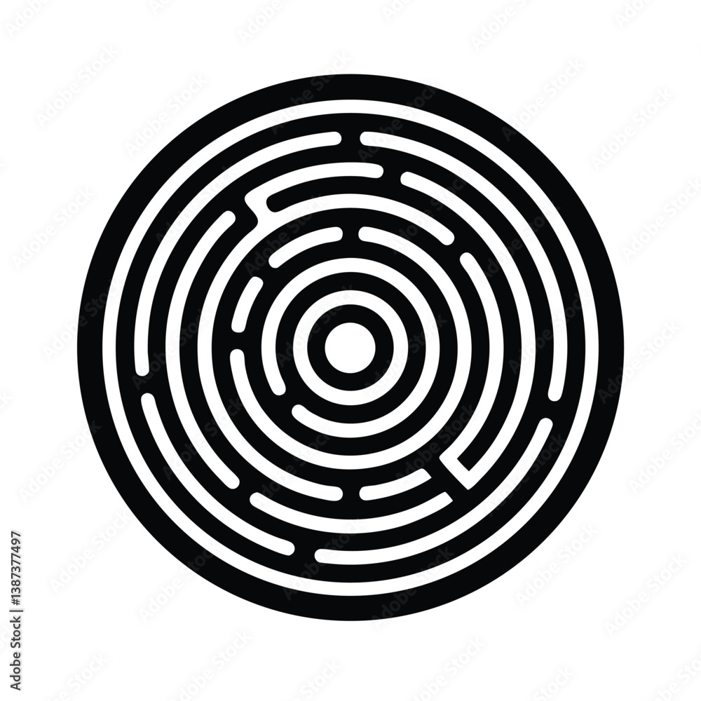 Black And White Circular Labyrinth Illustration Graphic Design Puzzle Concept Black And White Circular Labyrinth Illustration Graphic Design Puzzle Concept