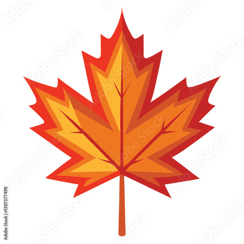 Vibrant Red Maple Leaf Illustration Depicting Autumn Season and Nature Symbolism