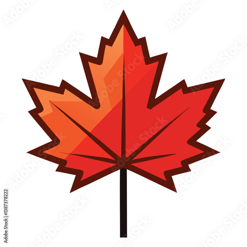 Vibrant Red Maple Leaf Illustration Depicting Autumn Season and Nature Symbolism