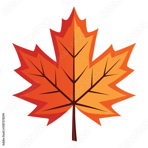 Vibrant Red Maple Leaf Illustration Depicting Autumn Season and Nature Symbolism
