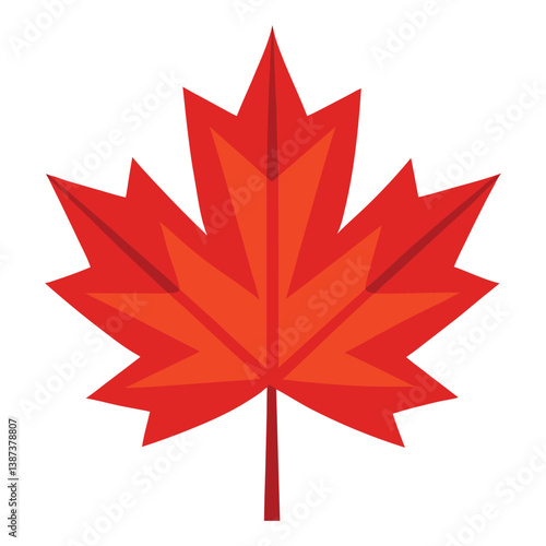 Vibrant Red Maple Leaf Illustration Depicting Autumn Season and Nature Symbolism