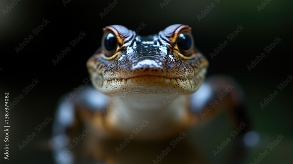 Fototapeta premium Close-up of a young crocodile, intense gaze