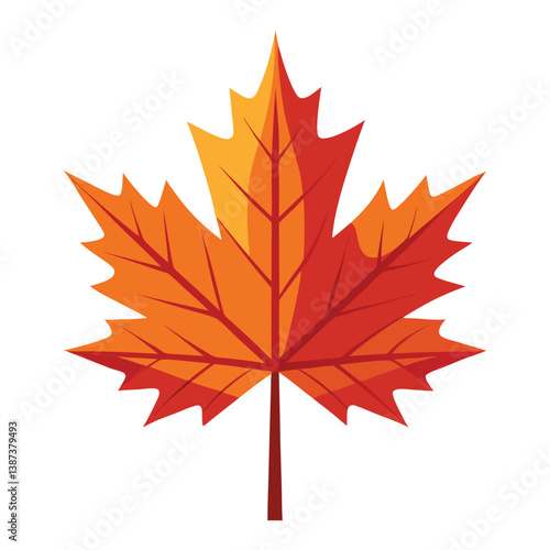 Vibrant Red Maple Leaf Illustration Depicting Autumn Season and Nature Symbolism