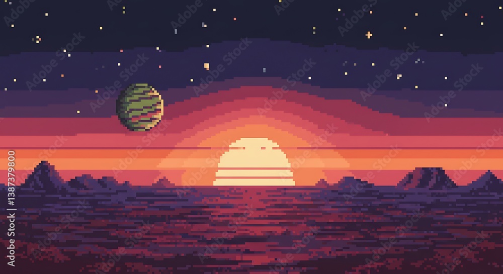 Obraz premium Retrograde Sunset AI Generated