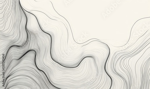 Abstract line art background . Minimalist pencil hand drawn contour doodle scribble curve lines style background. Design illustration for fabric, print, cover, banner, decoration, Generative AI