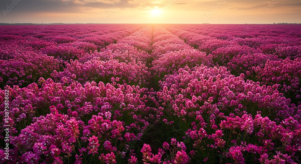 Fototapeta premium Crimson Sunset Serenade AI Generated