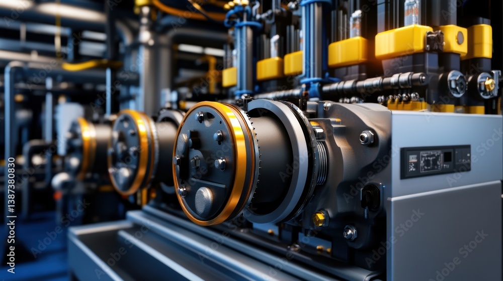 Industrial Machine Component with Pipes and Mechanical Details Industrial Machine Component with Pipes and Mechanical Details
