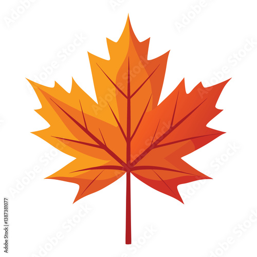 Vibrant Red Maple Leaf Illustration Depicting Autumn Season and Nature Symbolism