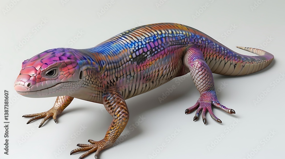 Obraz premium 3D model of a multi-colored legless lizard