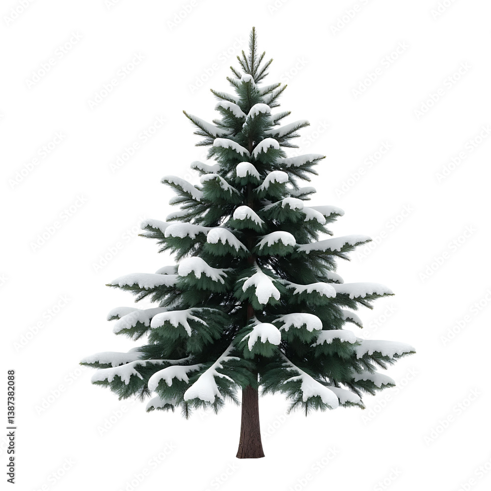 Fototapeta premium Snowy-Christmas-Tree-isolated-on-black-background