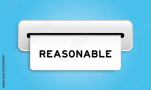 White coupon banner with word reasonable from machine on blue color background
