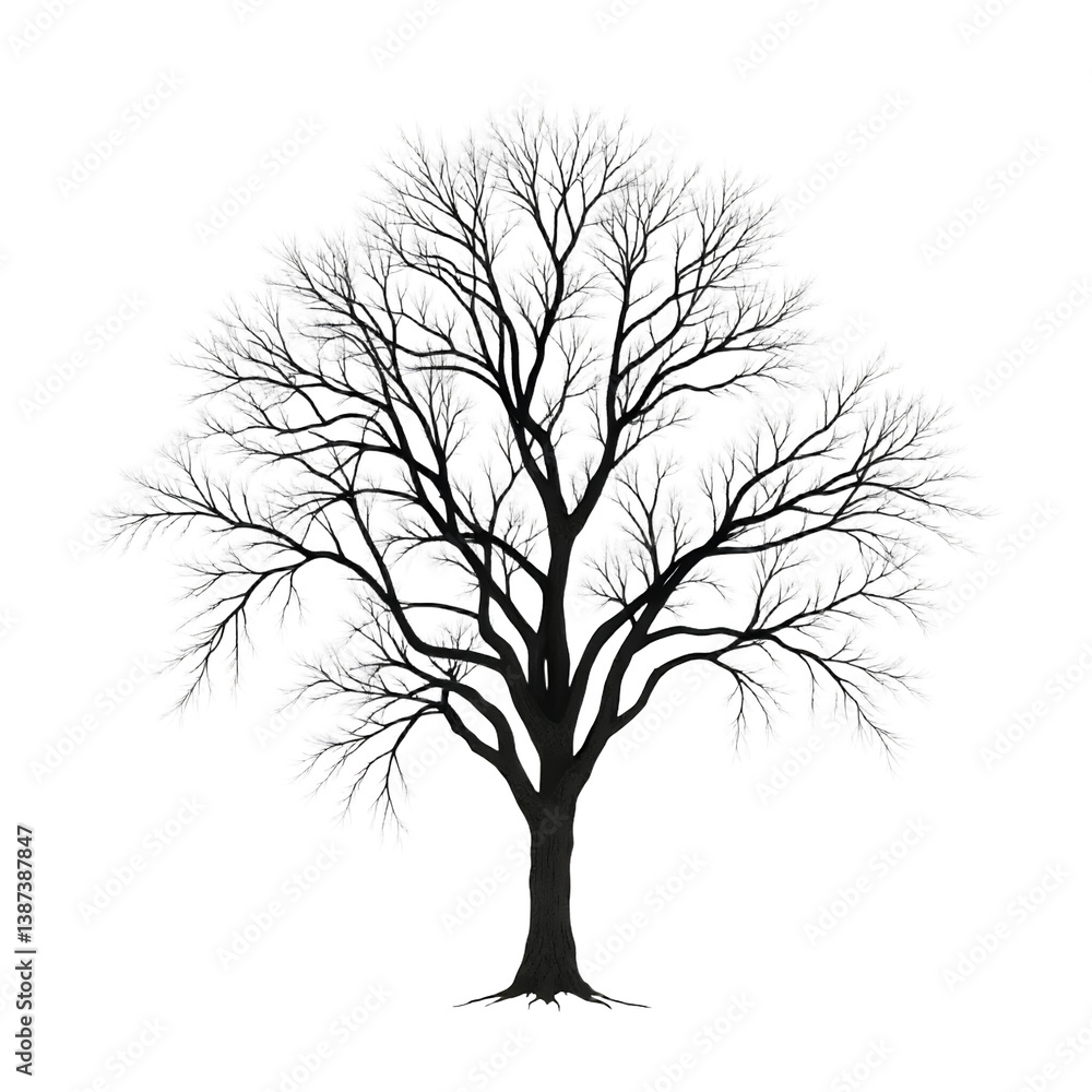 Obraz premium Abstract_Tree_White_Leaves_Black_Background