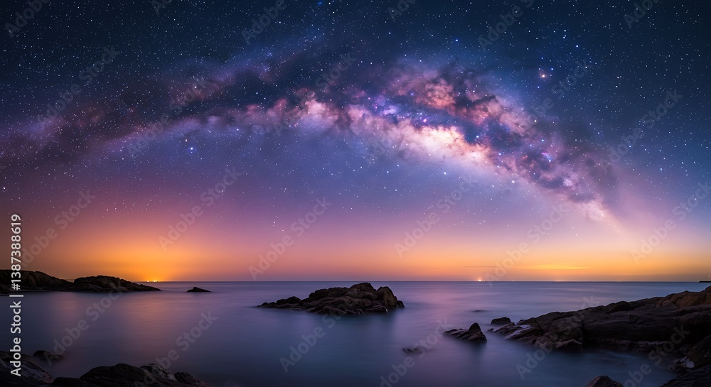 Fototapeta premium Celestial Embrace of the Coast AI Generated