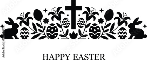 Happy Easter Sunday vector silhouette