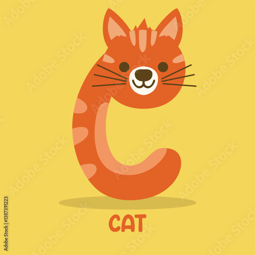 Animal alphabet Letters from C Cat Cartoon cute animals