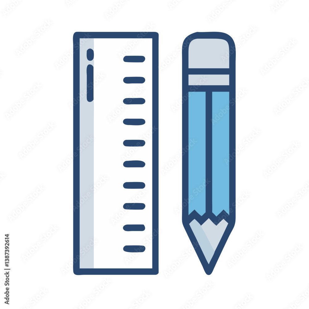 Ruler and Pencil Representing Design Tools or Creative Work Icon Design