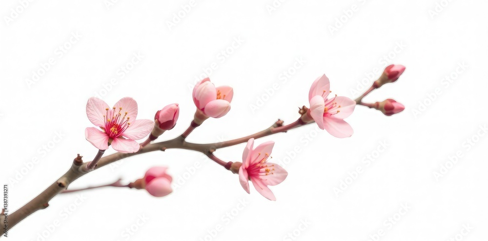 Branch with buds isolated on white background, delicate, tree, bud Branch with buds isolated on white background, delicate, tree, bud