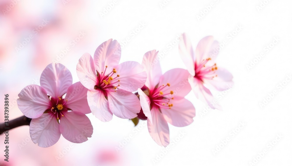 Obraz premium delicate cherry blossom petals against a white background, isolated, blossoms