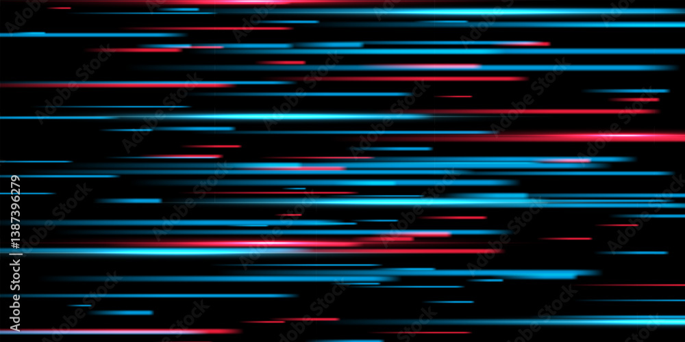 Speed light background. Color neon spark rays on black. Futuristic shiny pattern with bright red and blue flares on dark. Modern technology vector illustration. Speed light background. Color neon spark rays on black. Futuristic shiny pattern with bright red and blue flares on dark. Modern technology vector illustration.
