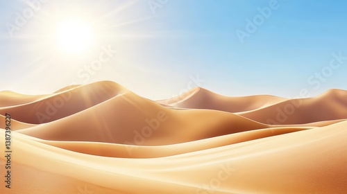 Obraz na płótnie Desert landscape with oases and bright sun w salonie