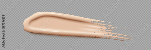 Makeup foundation swatch. Smear of liquid concealer. Beige textured cream. Face cosmetic product. Beauty industry. Realistic vector Illustration.