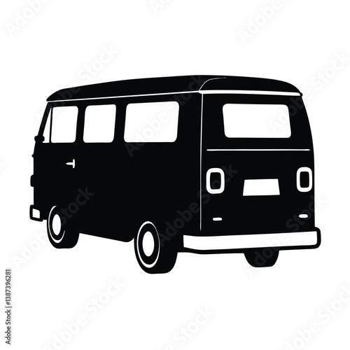 Front View Of A Mini Van Silhouette Vector Illustration – Modern, Compact, Family Vehicle Design