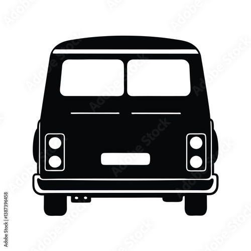 Front View Of A Mini Van Silhouette Vector Illustration – Modern, Compact, Family Vehicle Design