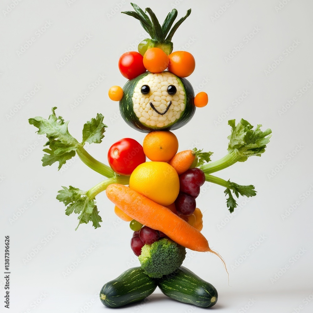 funny little man made of fruits and vegetables