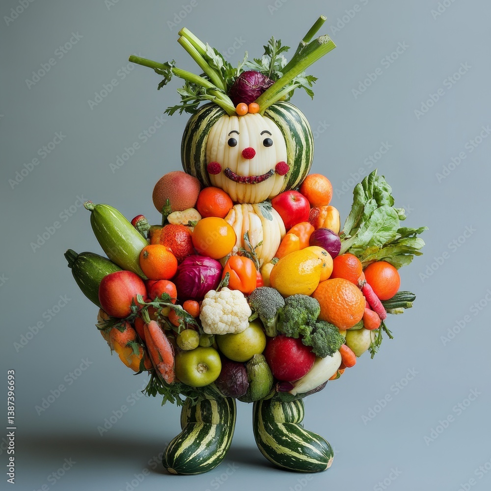 funny little man made of fruits and vegetables