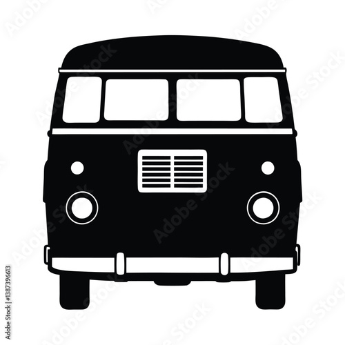 Front View Of A Mini Van Silhouette Vector Illustration – Modern, Compact, Family Vehicle Design