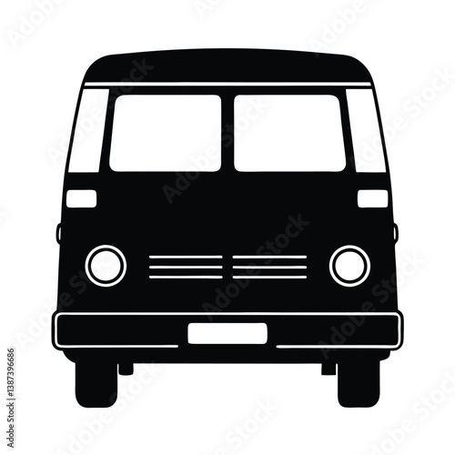 Front View Of A Mini Van Silhouette Vector Illustration – Modern, Compact, Family Vehicle Design