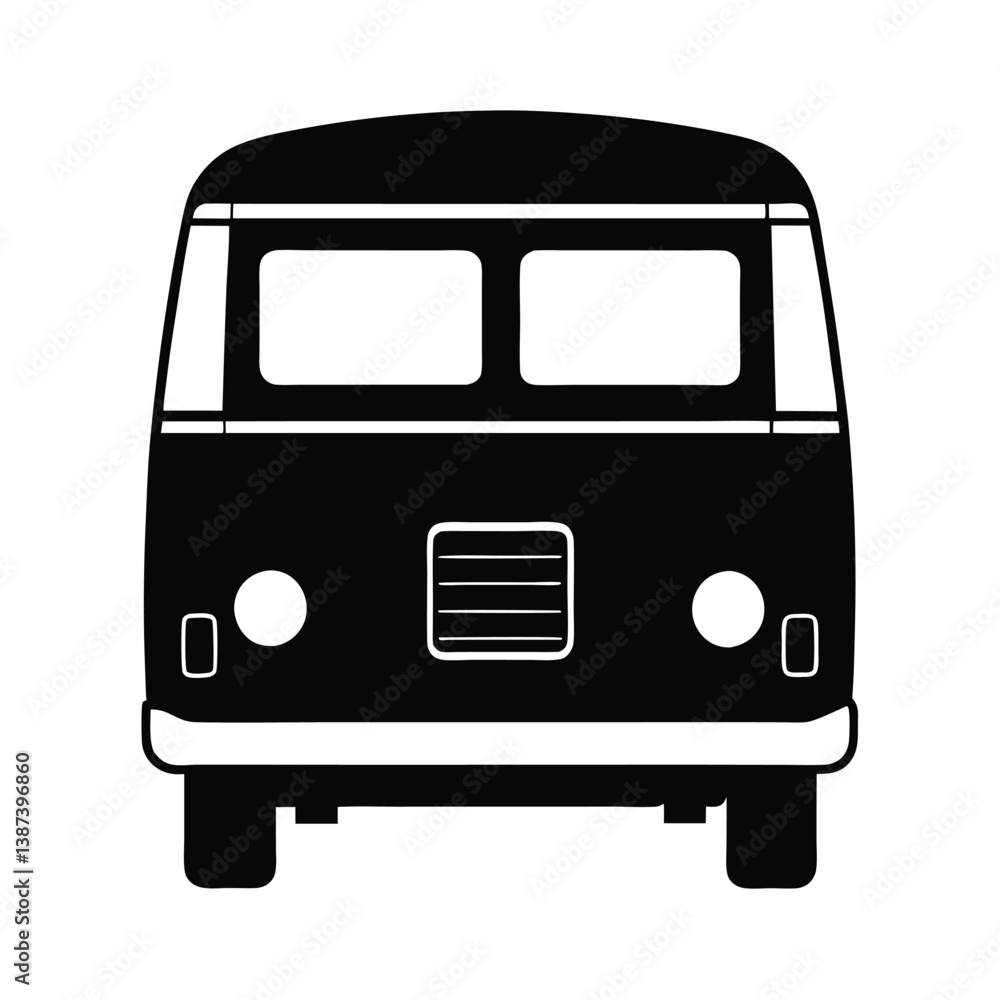 Front View Of A Mini Van Silhouette Vector Illustration – Modern, Compact, Family Vehicle Design Front View Of A Mini Van Silhouette Vector Illustration – Modern, Compact, Family Vehicle Design