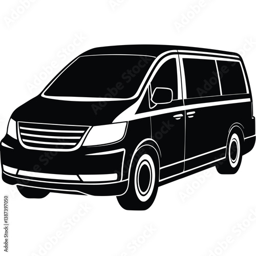 Mini Van Silhouette Vector Illustration – Modern, Compact, Family Vehicle Design