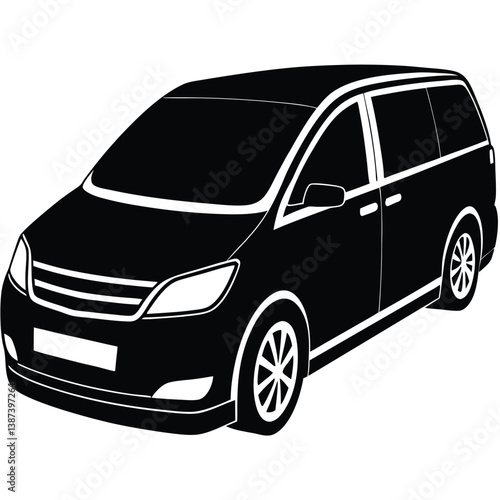 Front View Of A Mini Van Silhouette Vector Illustration – Modern, Compact, Family Vehicle Design