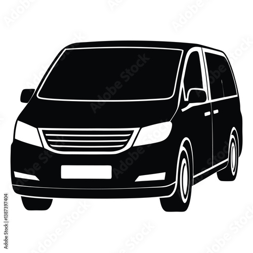 Mini Van Silhouette Vector Illustration – Modern, Compact, Family Vehicle Design