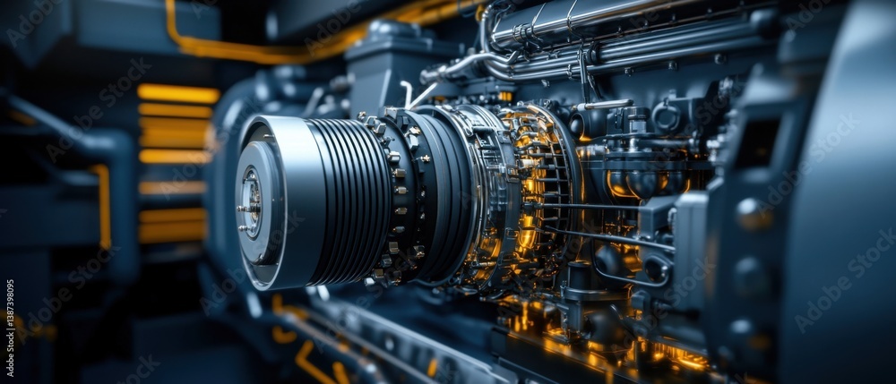 High-Definition Close-Up of Industrial Engine Machinery Components High-Definition Close-Up of Industrial Engine Machinery Components