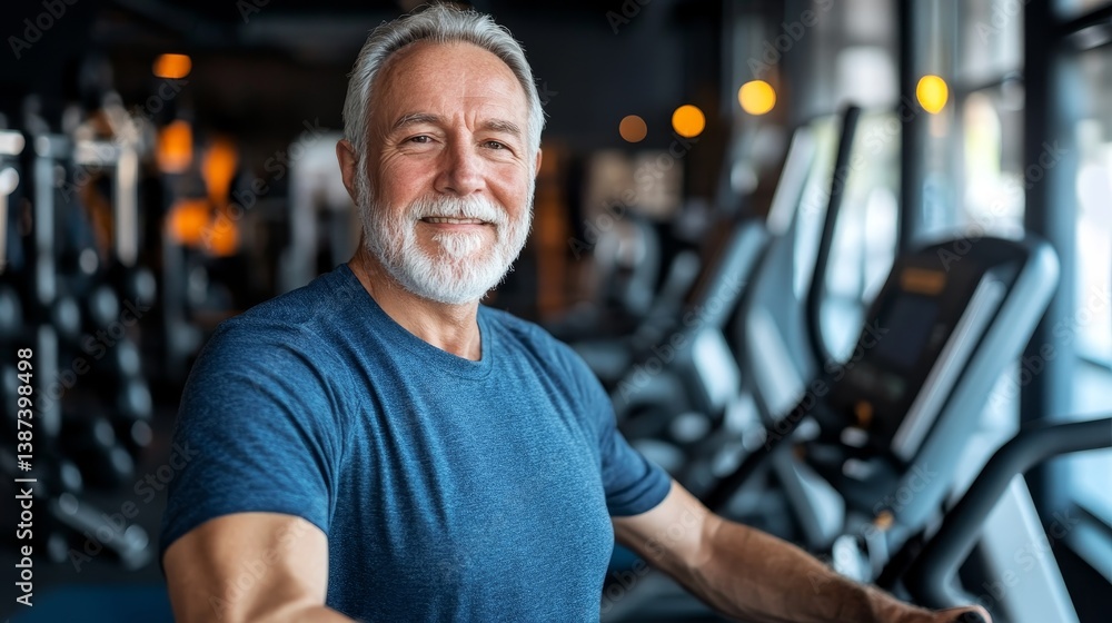 Portrait of senior man working out gym fitness, fitness concept