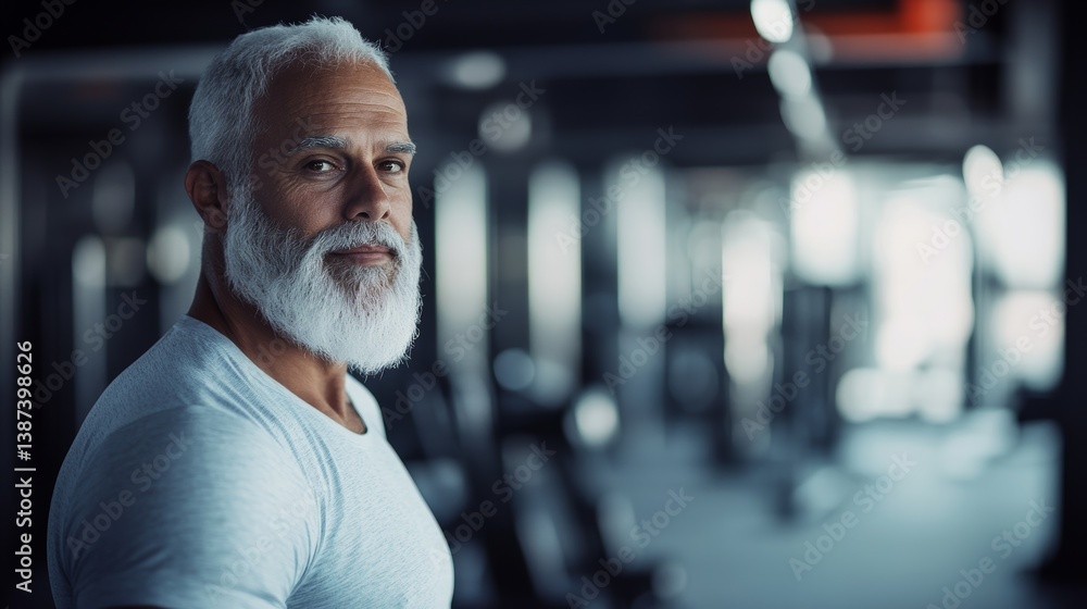 Portrait of senior man working out gym fitness, fitness concept