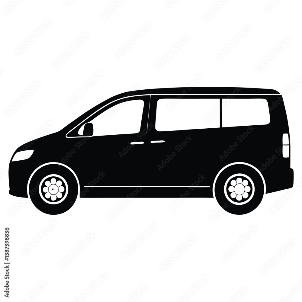 Side View Of A Mini Van Silhouette Vector Illustration – Modern, Compact, Family Vehicle Design Side View Of A Mini Van Silhouette Vector Illustration – Modern, Compact, Family Vehicle Design