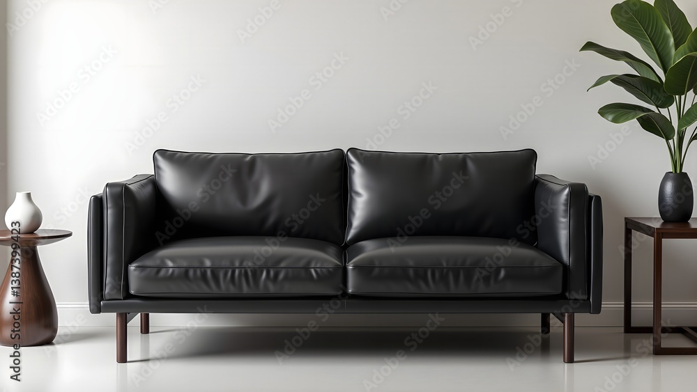 Fototapeta premium Modern minimalist black sofa