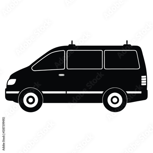 Side View Of A Mini Van Silhouette Vector Illustration – Modern, Compact, Family Vehicle Design