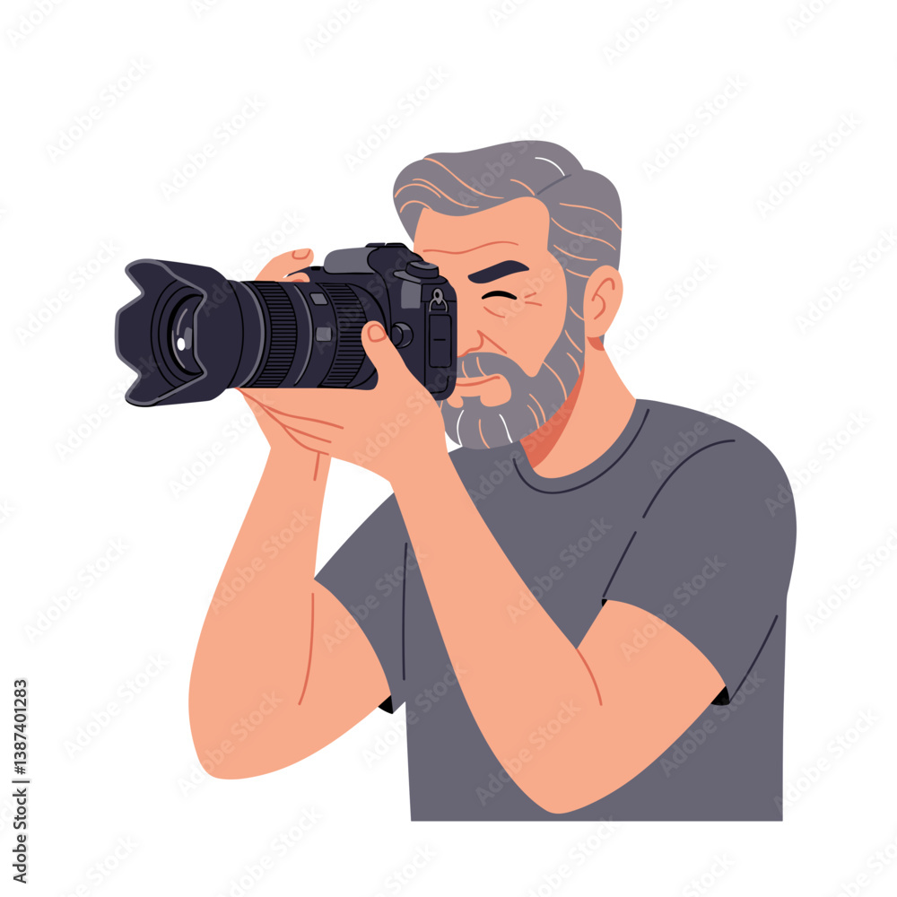 Fototapeta premium Senior Man Taking Photos with Camera 