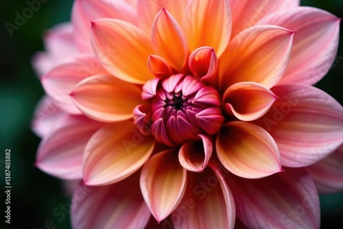 Close-up dahlia petals, layered, intricate details, rich color, complex, summer, dahlia background